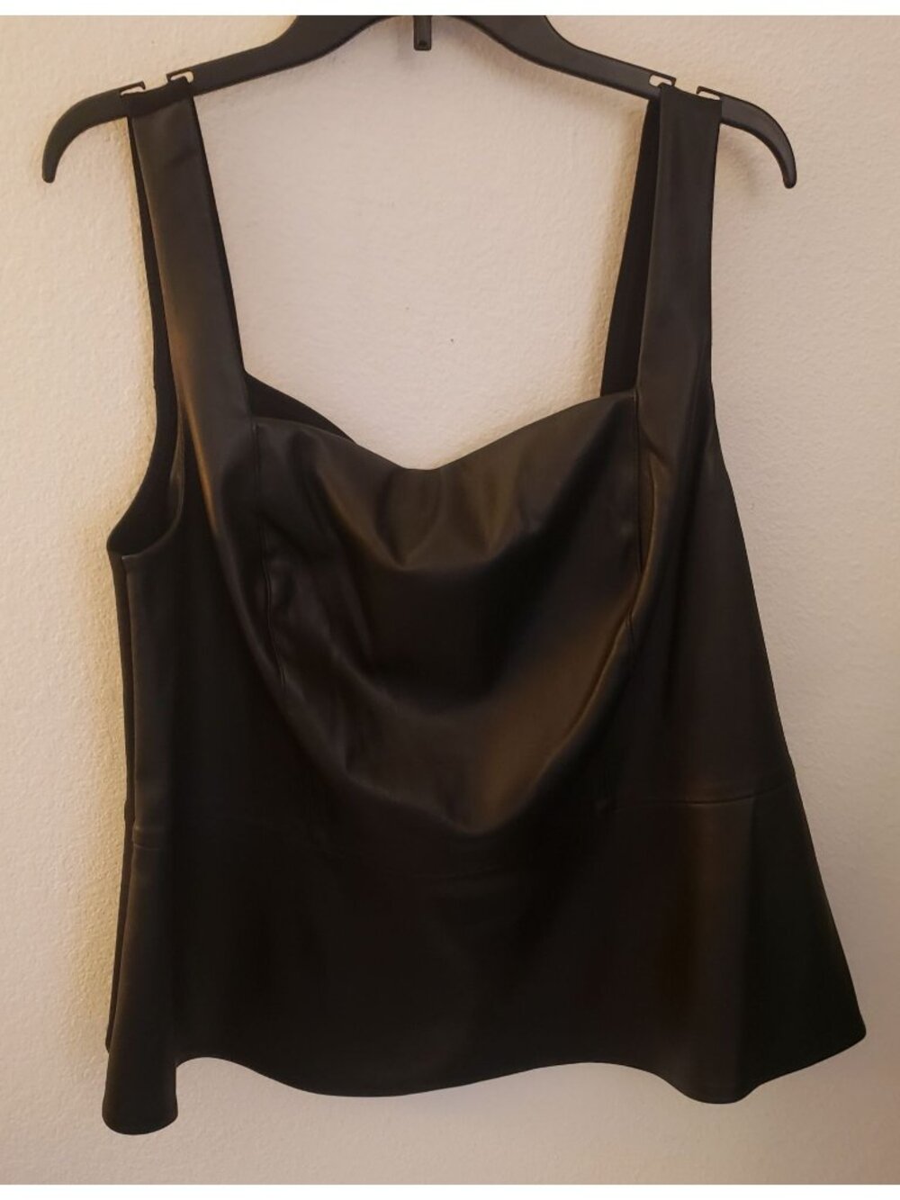 Bar iii Black Faux Leather Peplum Hem Sleeveless CorsetTop Size 2x NWT